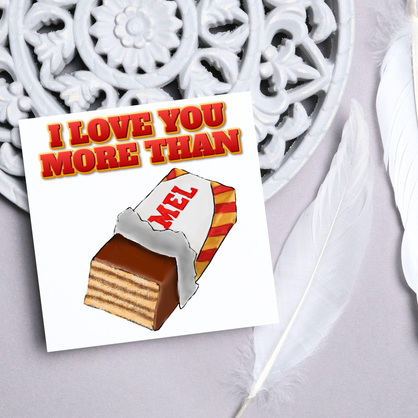 Biscuit Valentine's Day Card, Chocolate Wafer Card, Anniversary Card, For Wife, For Husband, Alternative