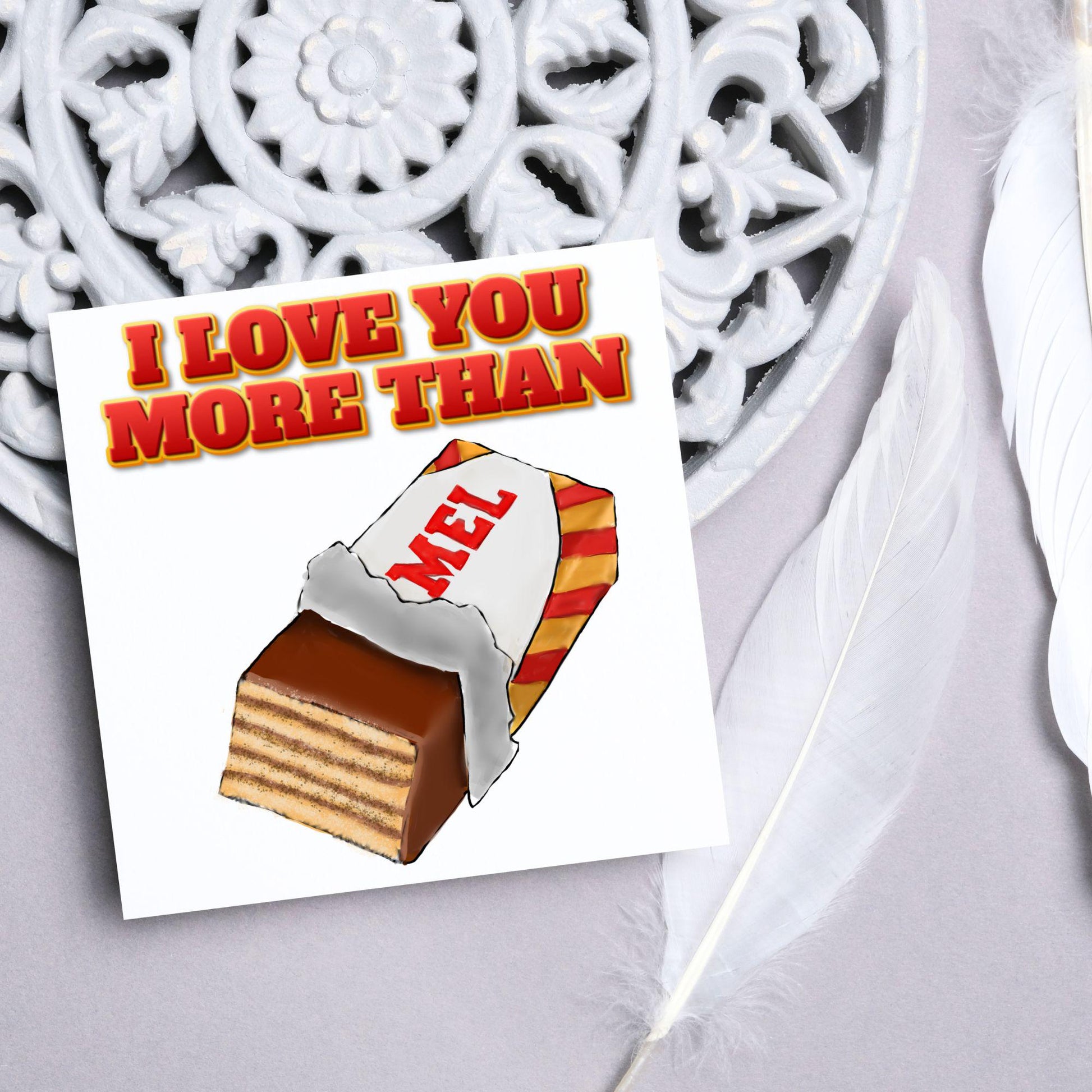 Biscuit Valentine's Day Card, Chocolate Wafer Card, Anniversary Card, For Wife, For Husband, Alternative