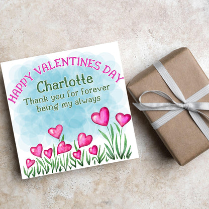 Personalised Valentine's Day Card, Flower Card, Anniversary Card, Name Card
