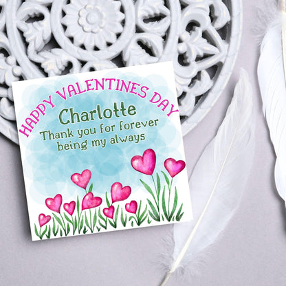 Personalised Valentine's Day Card, Flower Card, Anniversary Card, Name Card