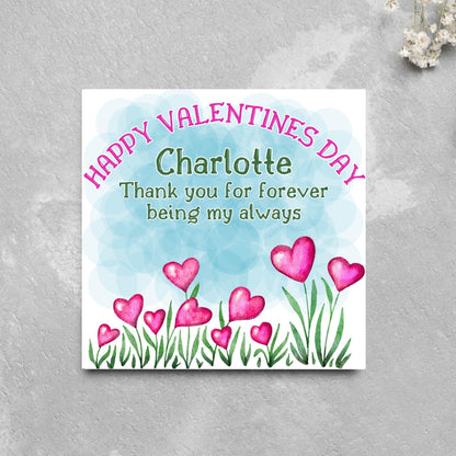 Personalised Valentine's Day Card, Flower Card, Anniversary Card, Name Card