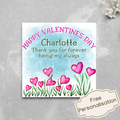 Personalised Valentine's Day Card, Flower Card, Anniversary Card, Name Card