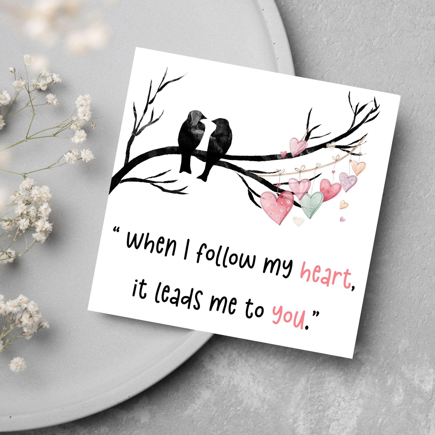 Crow Valentine's Day Card, Corvid Card, Anniversary Card, For Wife, For Husband, Alternative