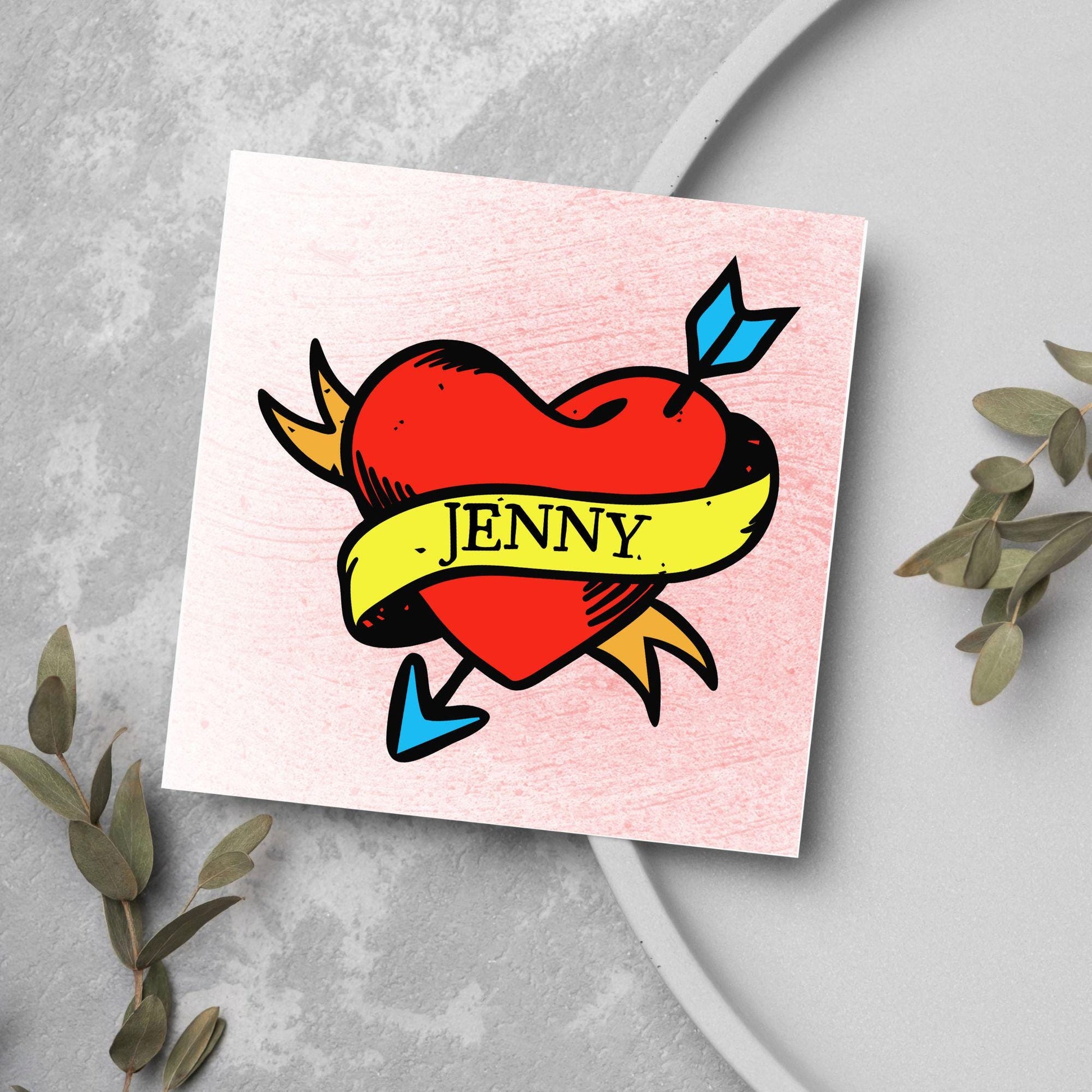 Personalised Tattoo Style Valentine's Day Card, Gothic Card, Anniversary Card, For Wife, For Husband, Alternative