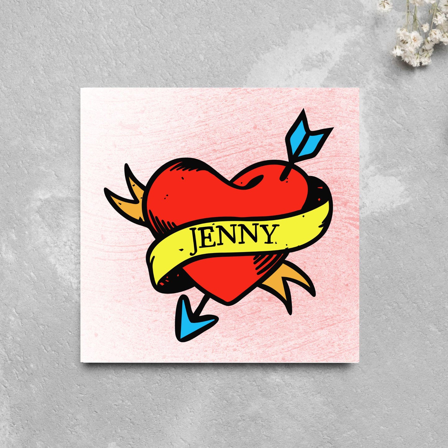 Personalised Tattoo Style Valentine's Day Card, Gothic Card, Anniversary Card, For Wife, For Husband, Alternative
