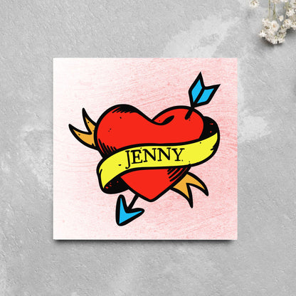 Personalised Tattoo Style Valentine's Day Card, Gothic Card, Anniversary Card, For Wife, For Husband, Alternative