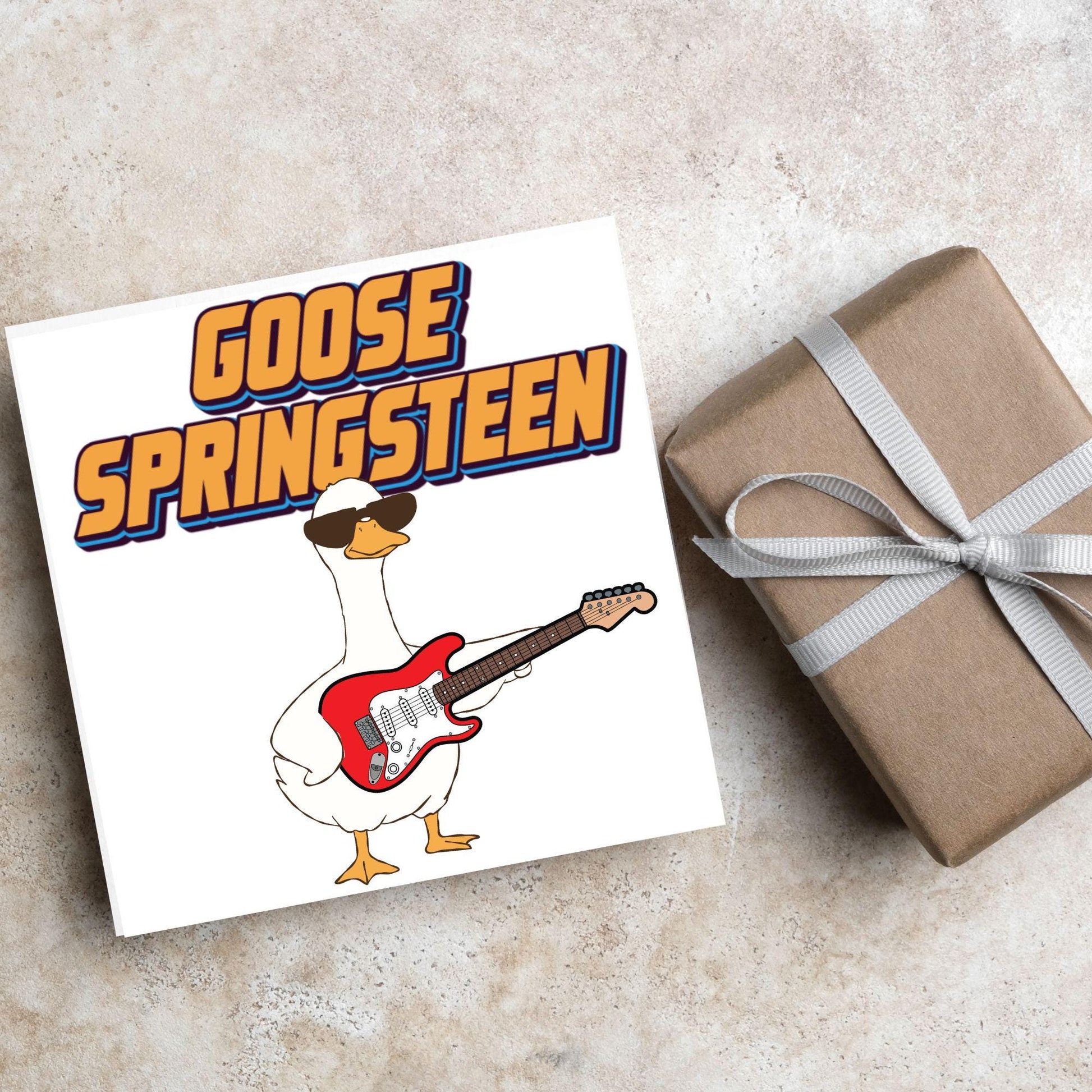 Goose Pun Card for Any Occasion, Goose Springsteen Funny Art Card, Birthday Card, Any Occasion Card, Music Card, Card for Bird Lover