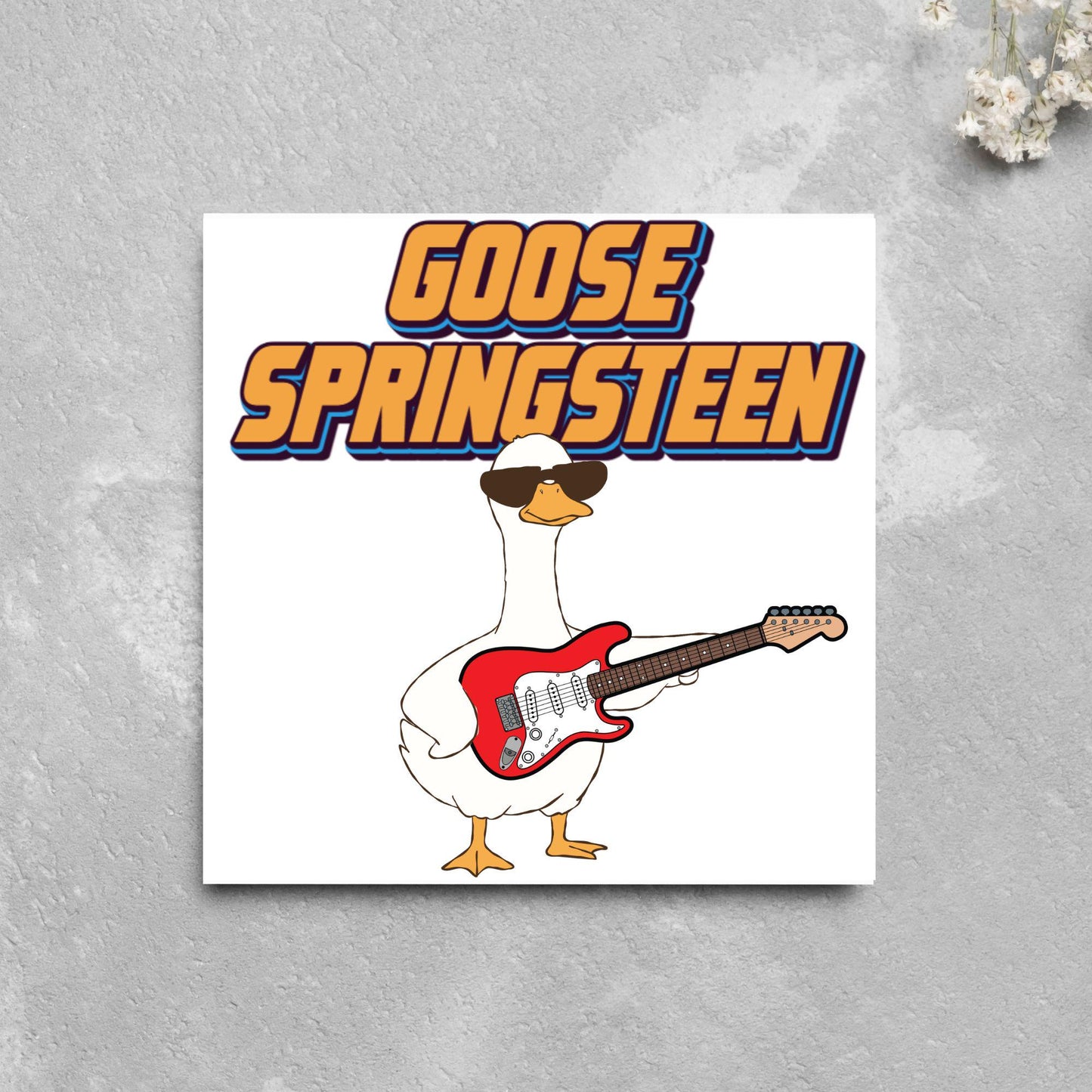 Goose Pun Card for Any Occasion, Goose Springsteen Funny Art Card, Birthday Card, Any Occasion Card, Music Card, Card for Bird Lover