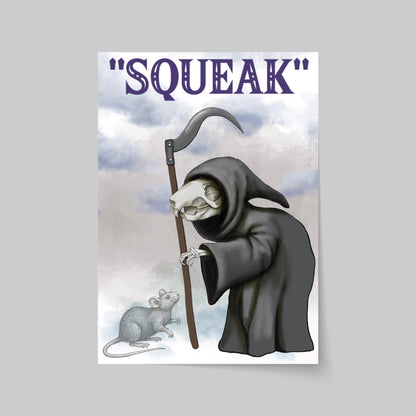 Discworld Inspired Wall Art, Death of Rats, Quirky Home Decor Poster Print, Original Artwork, Gothic Art
