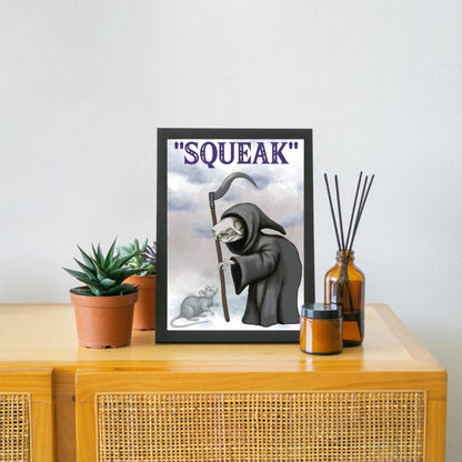 Discworld Inspired Wall Art, Death of Rats, Quirky Home Decor Poster Print, Original Artwork, Gothic Art