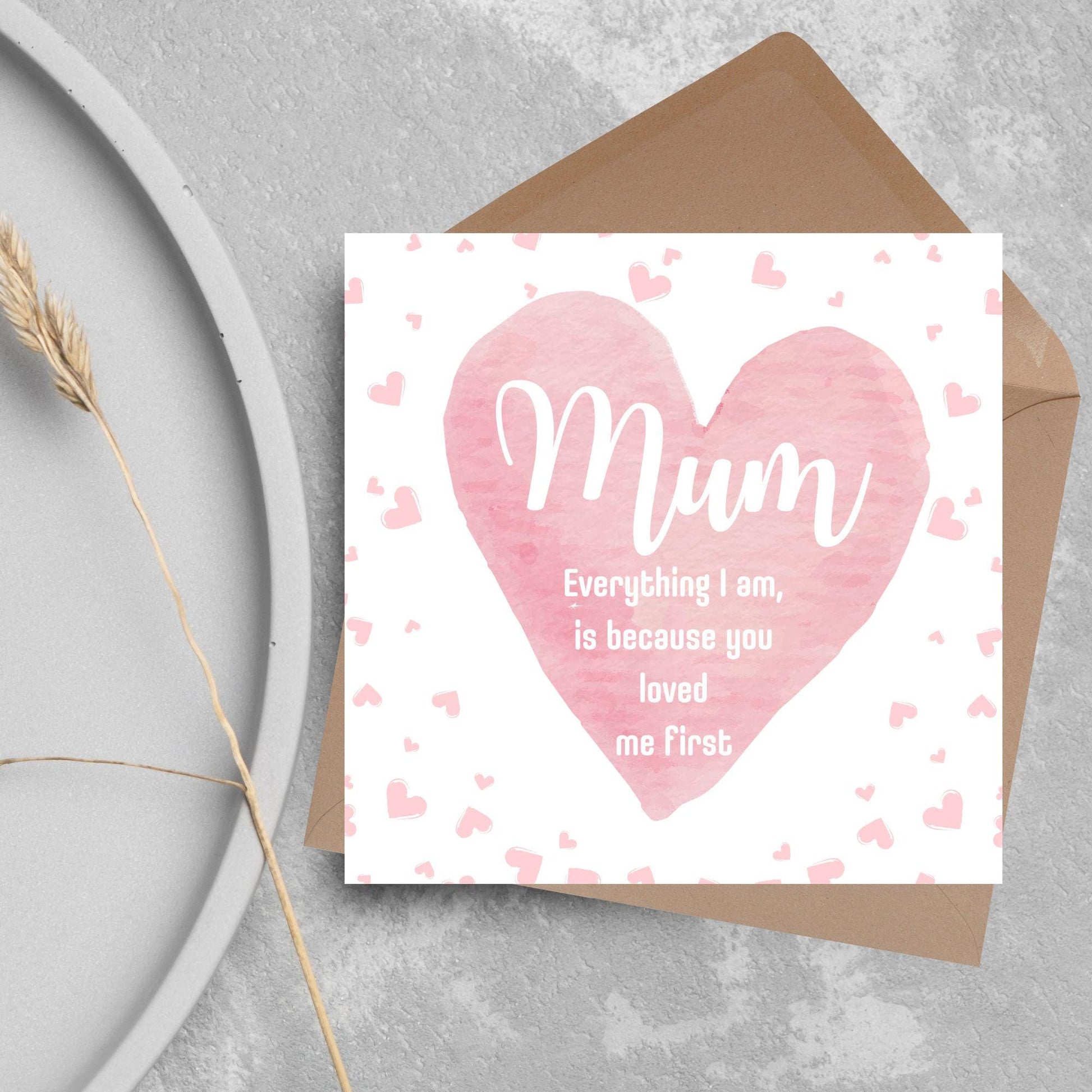Heart Mother's Day Card, Cute Card for Mum, Greetings Card, Happy Mother's Day, Card for Mother, Mam Card, Thanks Mum Card