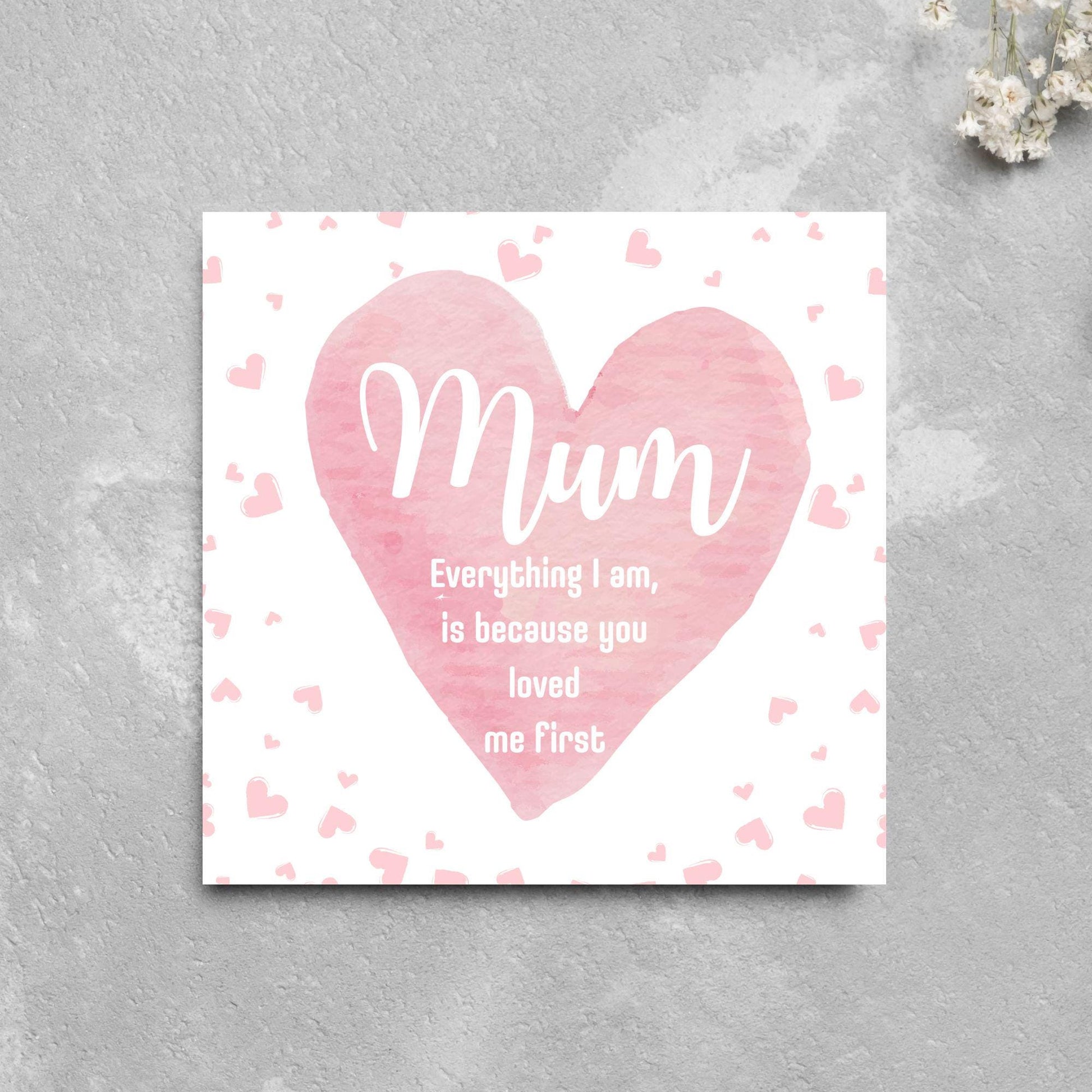 Heart Mother's Day Card, Cute Card for Mum, Greetings Card, Happy Mother's Day, Card for Mother, Mam Card, Thanks Mum Card