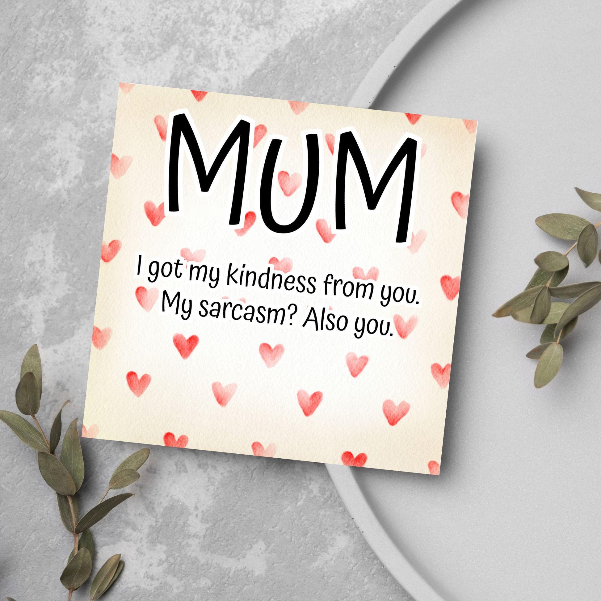 Heart Mother's Day Card, Cute Card for Mum, Greetings Card, Happy Mother's Day, Card for Mother, Mam Card, Thanks Mum Card
