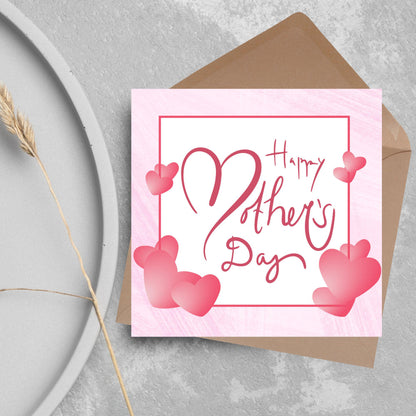 Heart Mother's Day Card, Cute Card for Mum, Greetings Card, Happy Mother's Day, Card for Mother, Mam Card, Thanks Mum Card