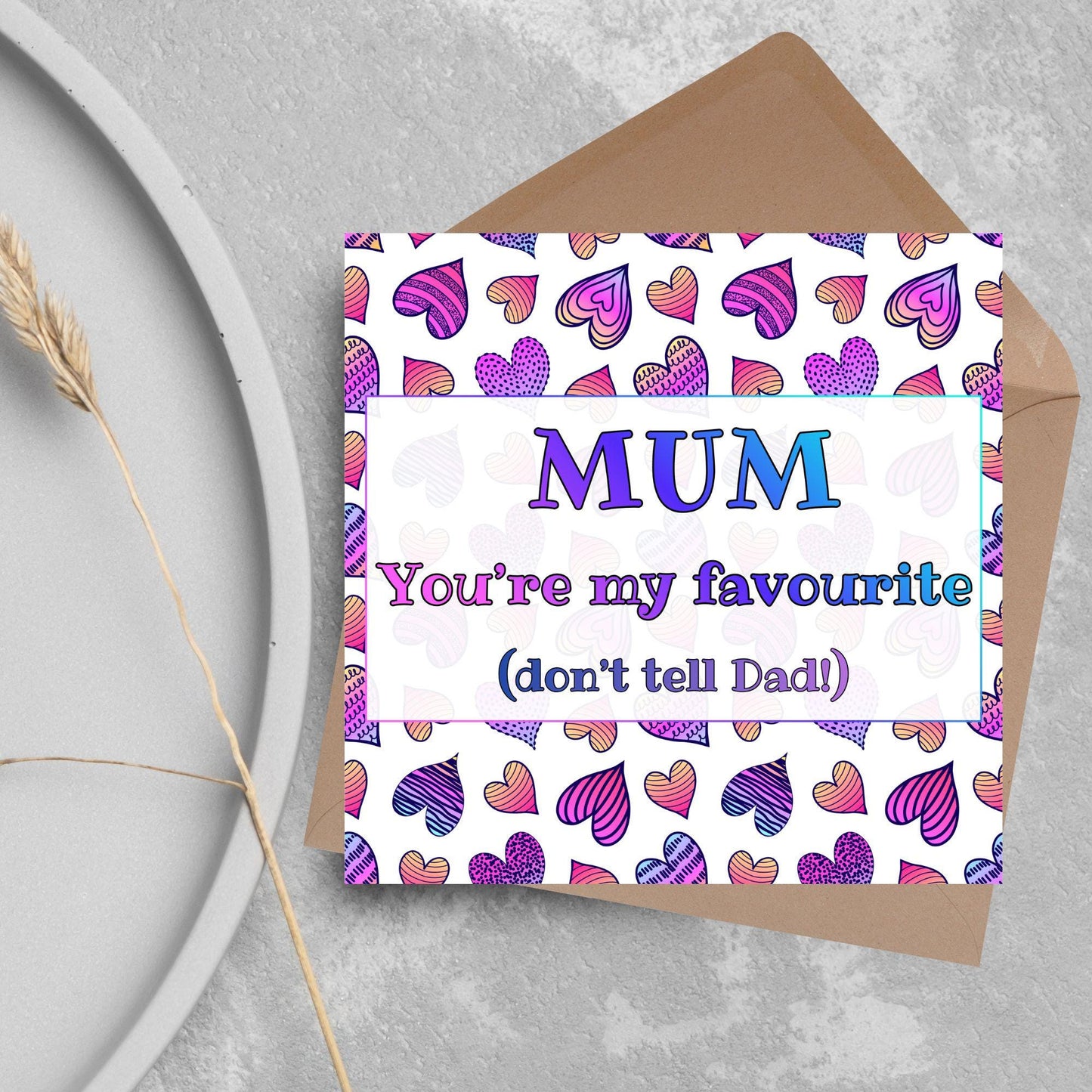 Heart Mother's Day Card, Cute Card for Mum, Greetings Card, Happy Mother's Day, Card for Mother, Mam Card, Thanks Mum Card