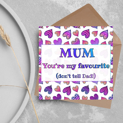 Heart Mother's Day Card, Cute Card for Mum, Greetings Card, Happy Mother's Day, Card for Mother, Mam Card, Thanks Mum Card