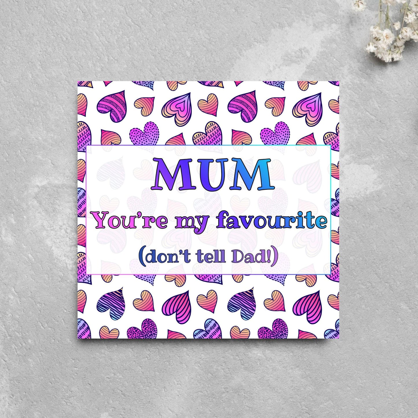 Heart Mother's Day Card, Cute Card for Mum, Greetings Card, Happy Mother's Day, Card for Mother, Mam Card, Thanks Mum Card