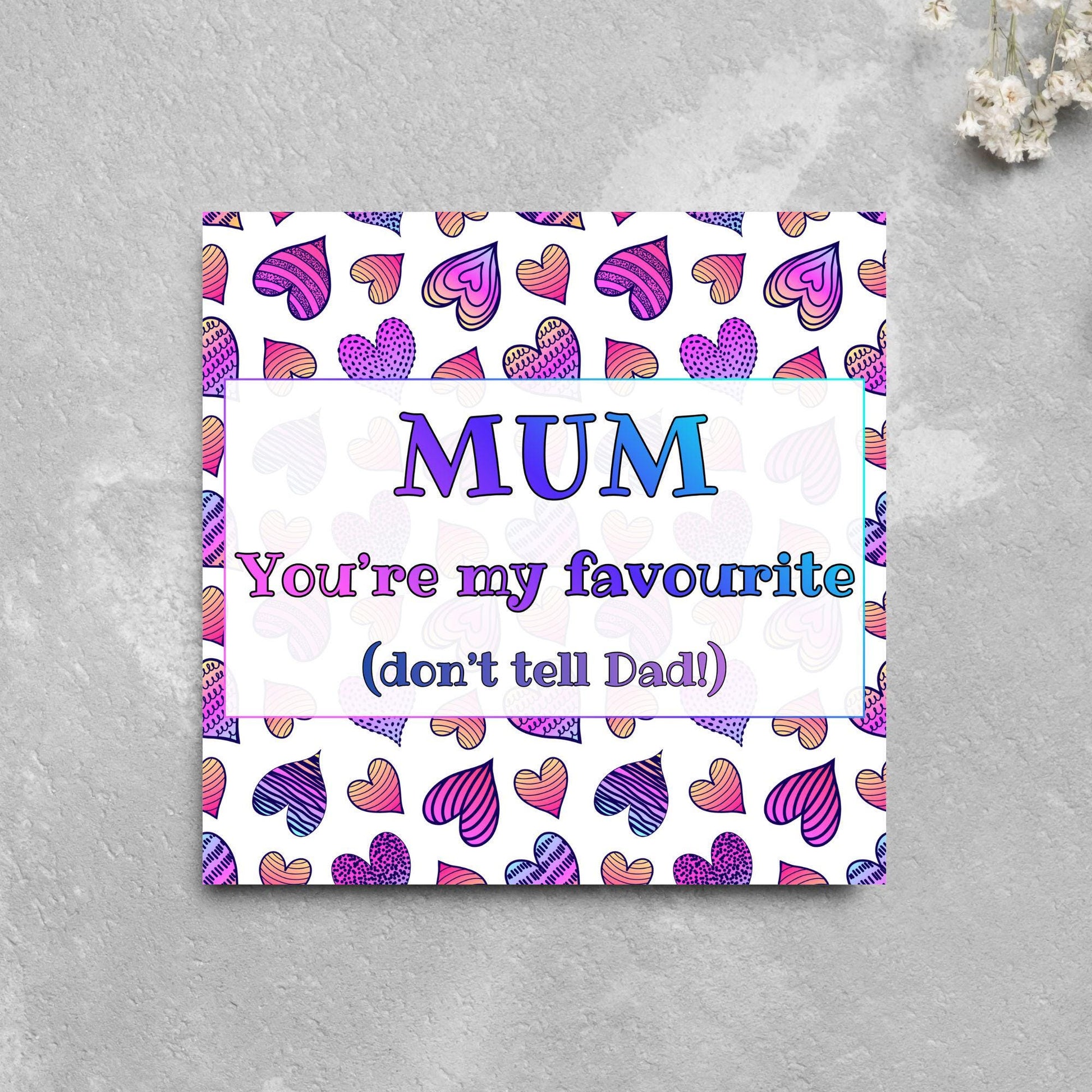 Heart Mother's Day Card, Cute Card for Mum, Greetings Card, Happy Mother's Day, Card for Mother, Mam Card, Thanks Mum Card