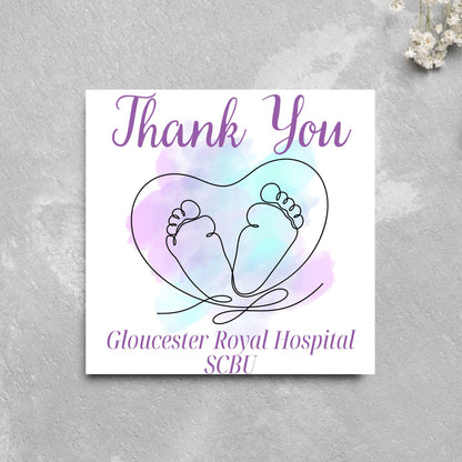 Personalised Thank You Card for Special Care Baby Unit, Card For Neonatal Nurse, Thank You Hospital Card, SCBU, NICU