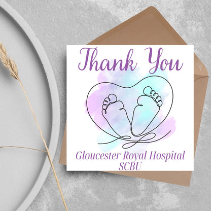 Personalised Thank You Card for Special Care Baby Unit, Card For Neonatal Nurse, Thank You Hospital Card, SCBU, NICU