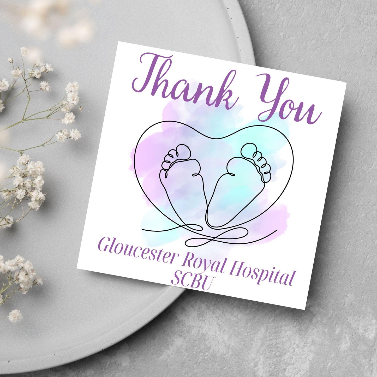 Personalised Thank You Card for Special Care Baby Unit, Card For Neonatal Nurse, Thank You Hospital Card, SCBU, NICU
