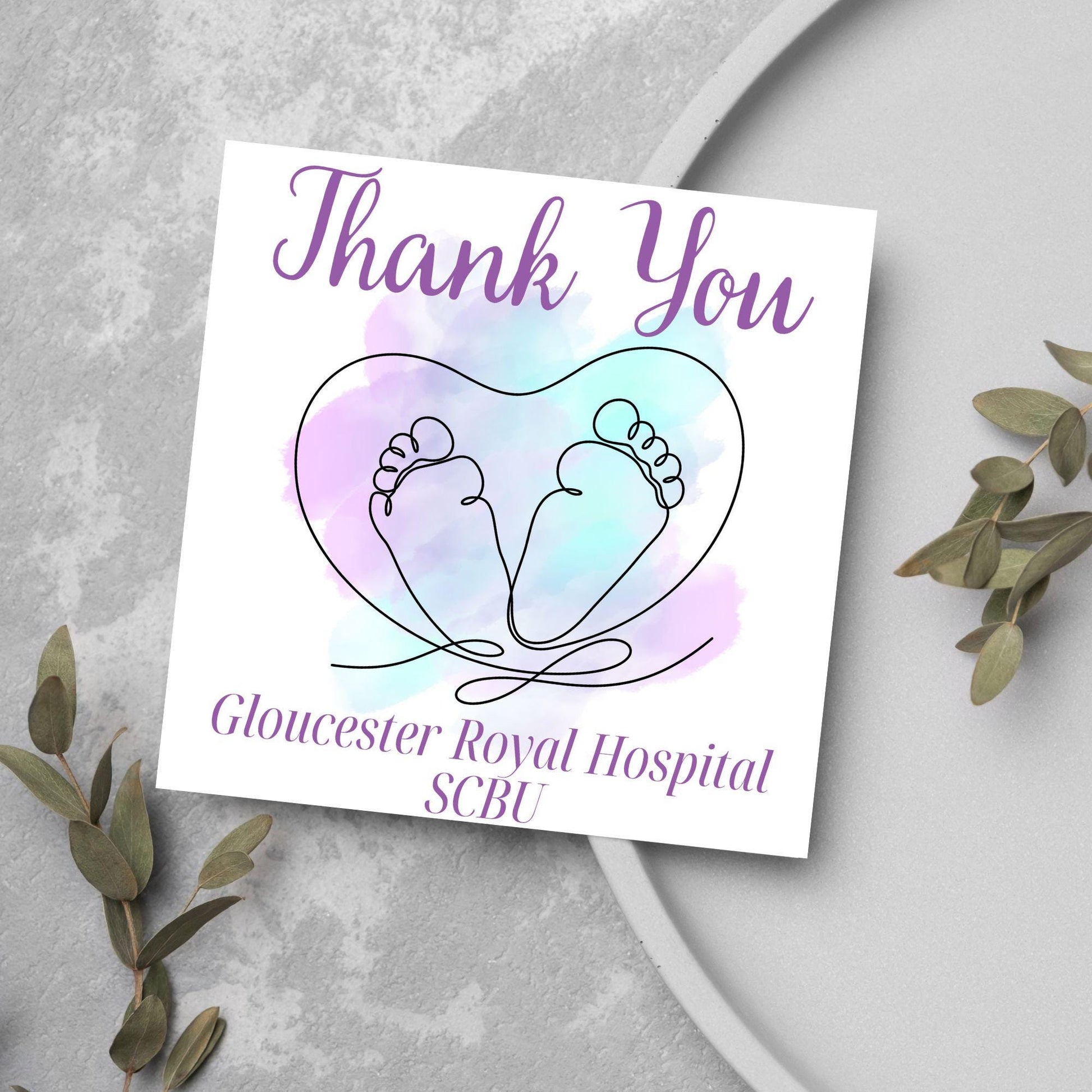 Personalised Thank You Card for Special Care Baby Unit, Card For Neonatal Nurse, Thank You Hospital Card, SCBU, NICU