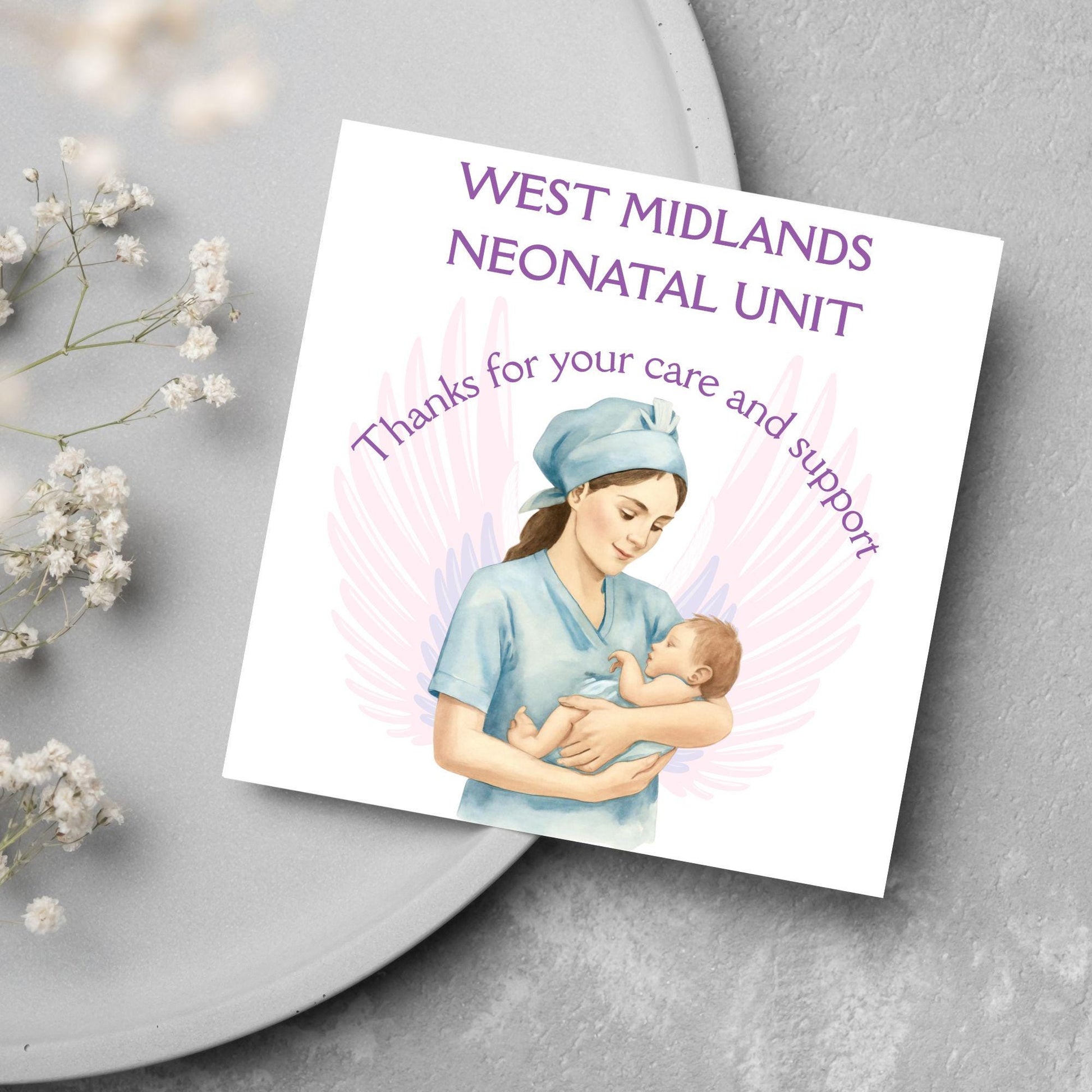 Personalised Thank You Card for Special Care Baby Unit, Card For Neonatal Nurse, Thank You Hospital Card, SCBU, NICU