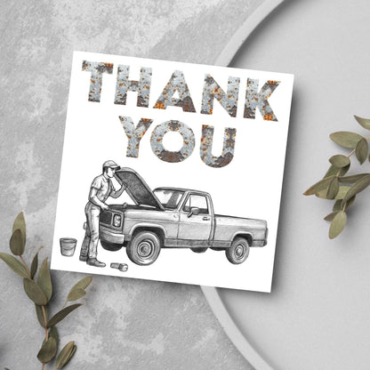 Thank You Card for Mechanic, Card for Car Garage, Thanks for Fixing Truck Card