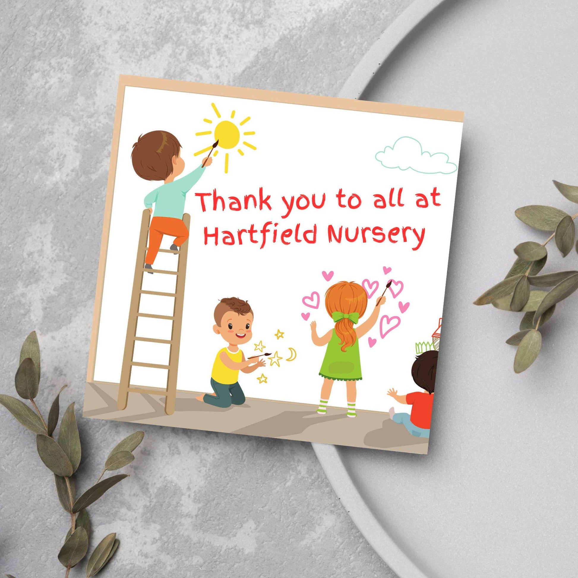 Personalised Thank You Card for Nursery, Card for Pre School, Childminder Thanks