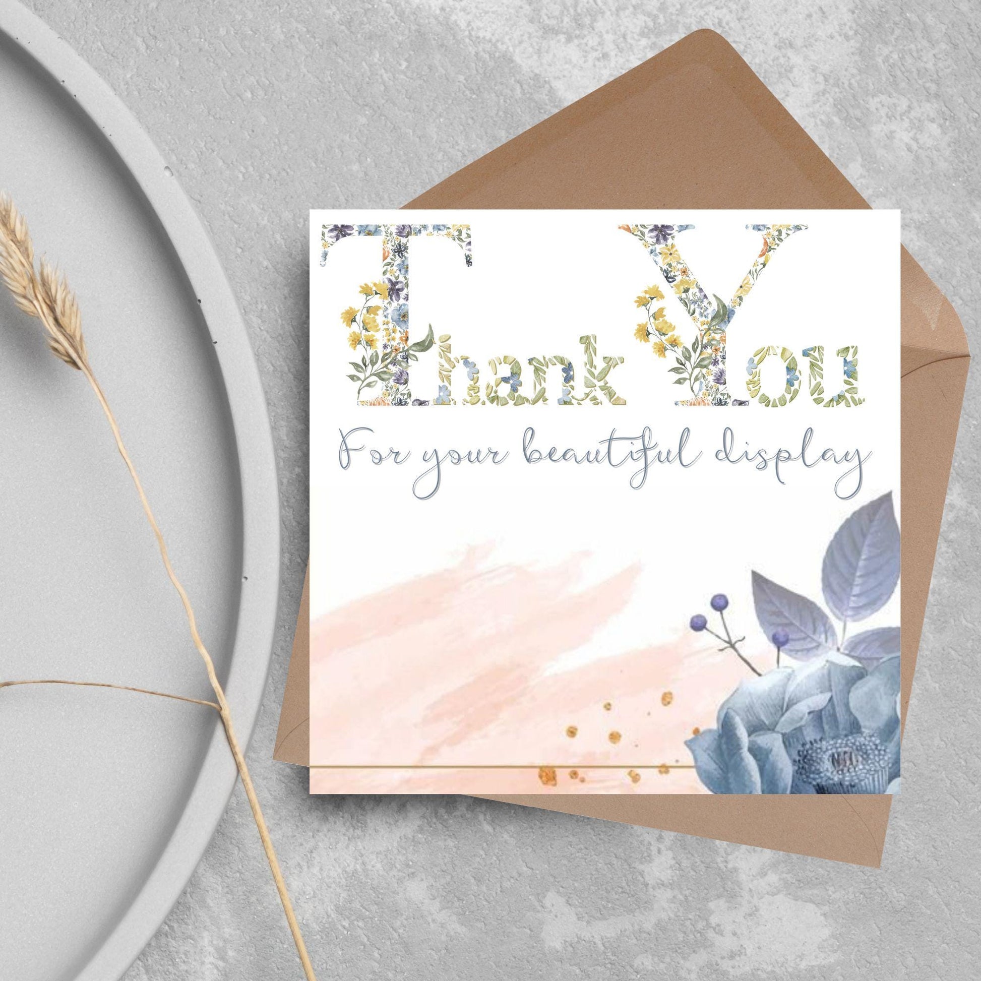 Thank You Card for Florist, Thanks for Flowers, Floral arrangement, Wedding Flowers, Funeral Wreath