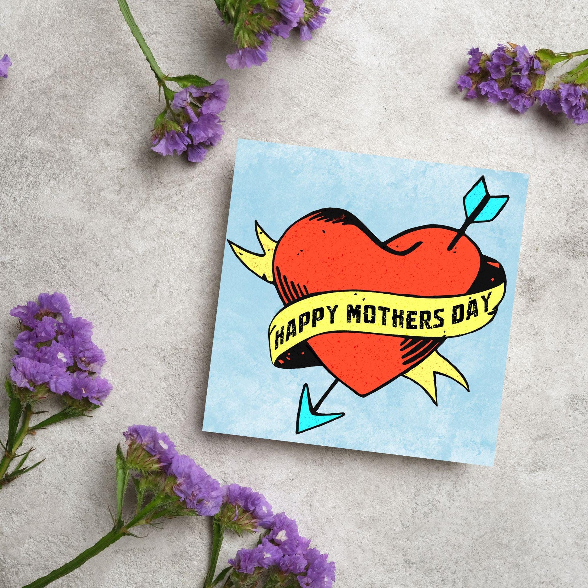Tattoo style Mother's Day Card, Cute Card for Mum, Greetings Card, Happy Mother's Day, Card for Mother, Mam Card, Thanks Mum Card