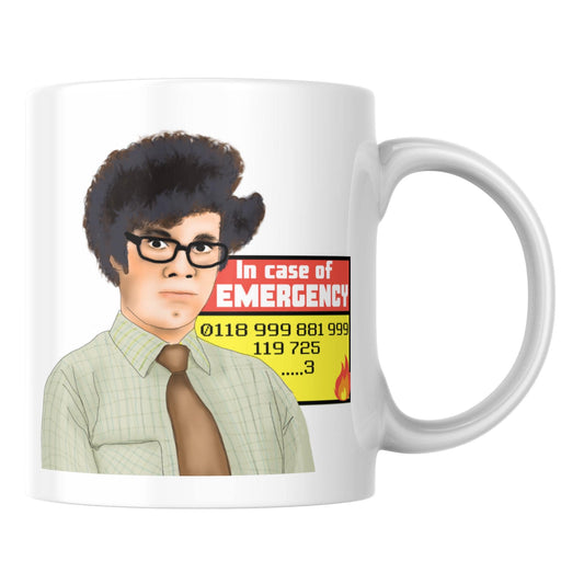 The IT Crowd Mug, Moss, New Emergency Number, Funny Richard Ayoade Cup, Office Coffee Mug