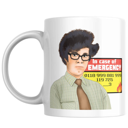 The IT Crowd Mug, Moss, New Emergency Number, Funny Richard Ayoade Cup, Office Coffee Mug