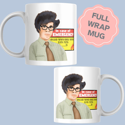 The IT Crowd Mug, Moss, New Emergency Number, Funny Richard Ayoade Cup, Office Coffee Mug