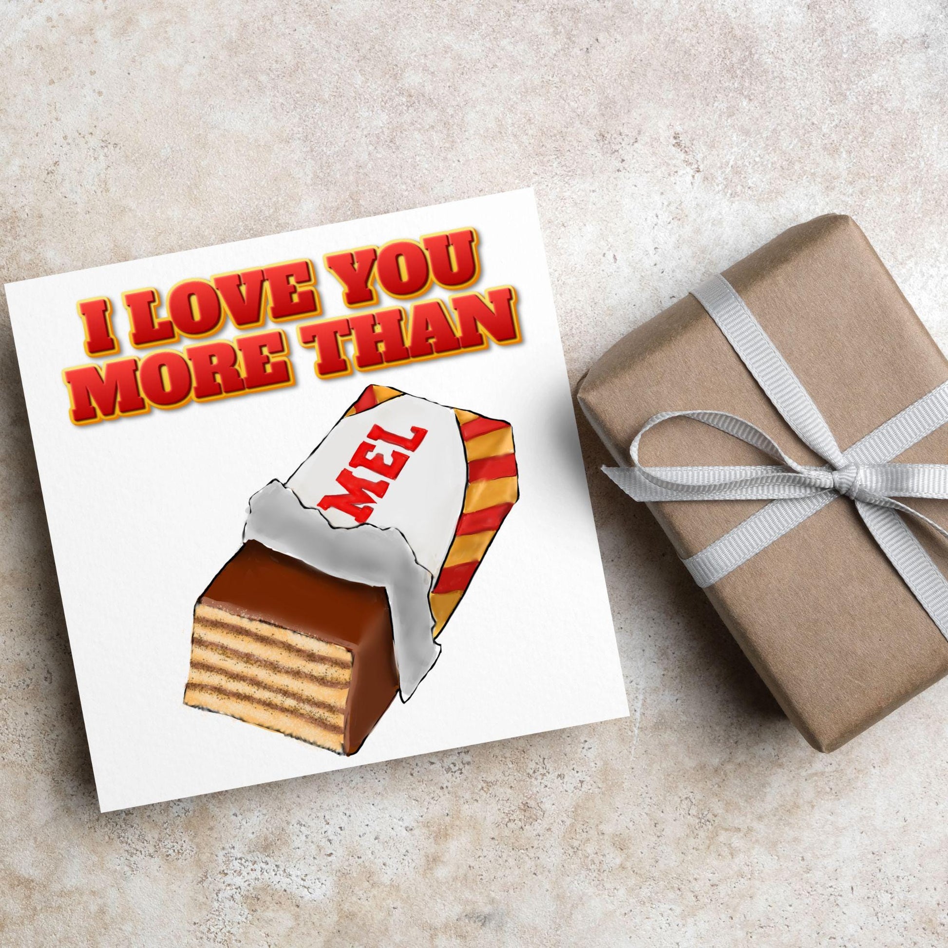 Biscuit Valentine's Day Card, Chocolate Wafer Card, Anniversary Card, For Wife, For Husband, Alternative