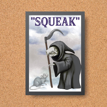 Discworld Inspired Wall Art, Death of Rats, Quirky Home Decor Poster Print, Original Artwork, Gothic Art
