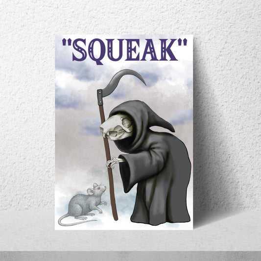 Discworld Inspired Wall Art, Death of Rats, Quirky Home Decor Poster Print, Original Artwork, Gothic Art