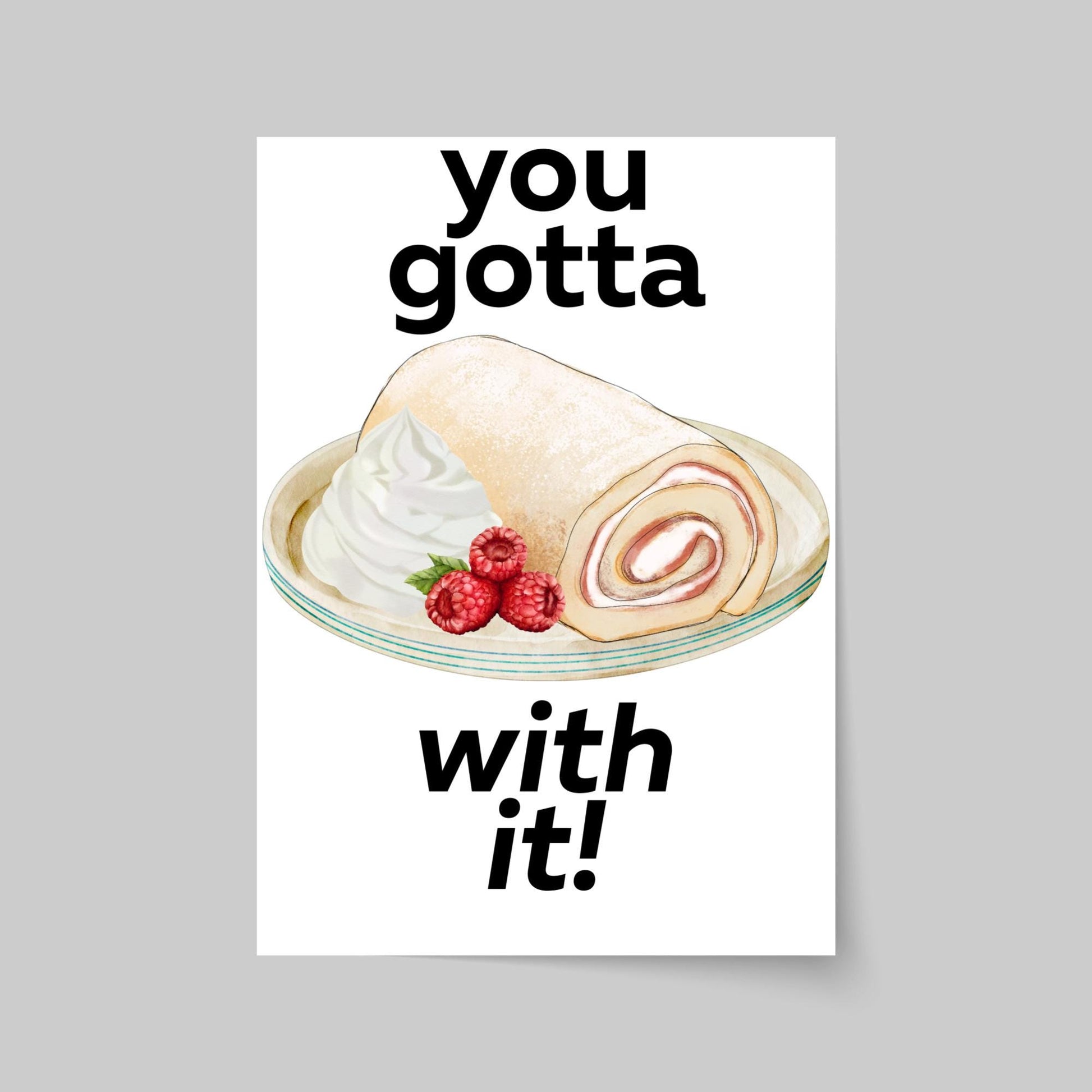 Song Lyric Poster, Swiss Roll, Oasis, Print for Kitchen, Kitchen Poster, You Gotta Roll With It