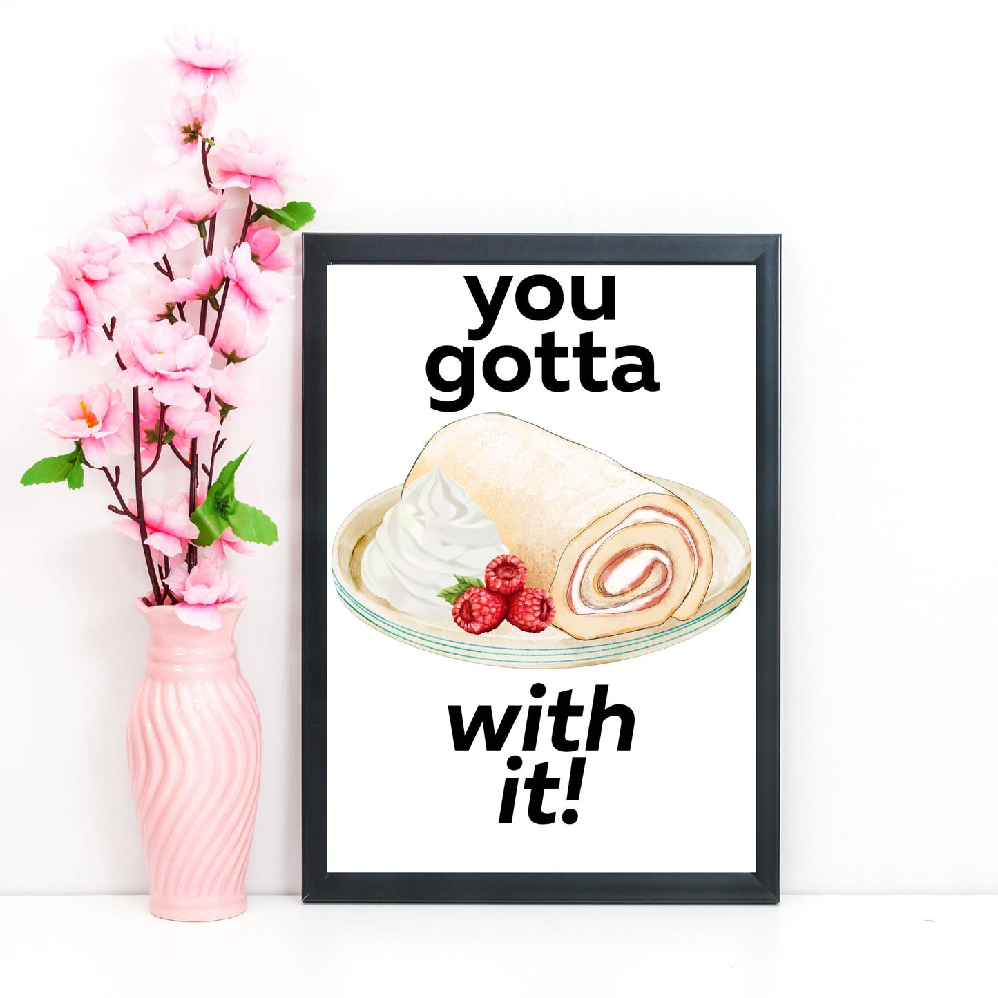 Song Lyric Poster, Swiss Roll, Oasis, Print for Kitchen, Kitchen Poster, You Gotta Roll With It