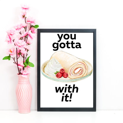 Song Lyric Poster, Swiss Roll, Oasis, Print for Kitchen, Kitchen Poster, You Gotta Roll With It
