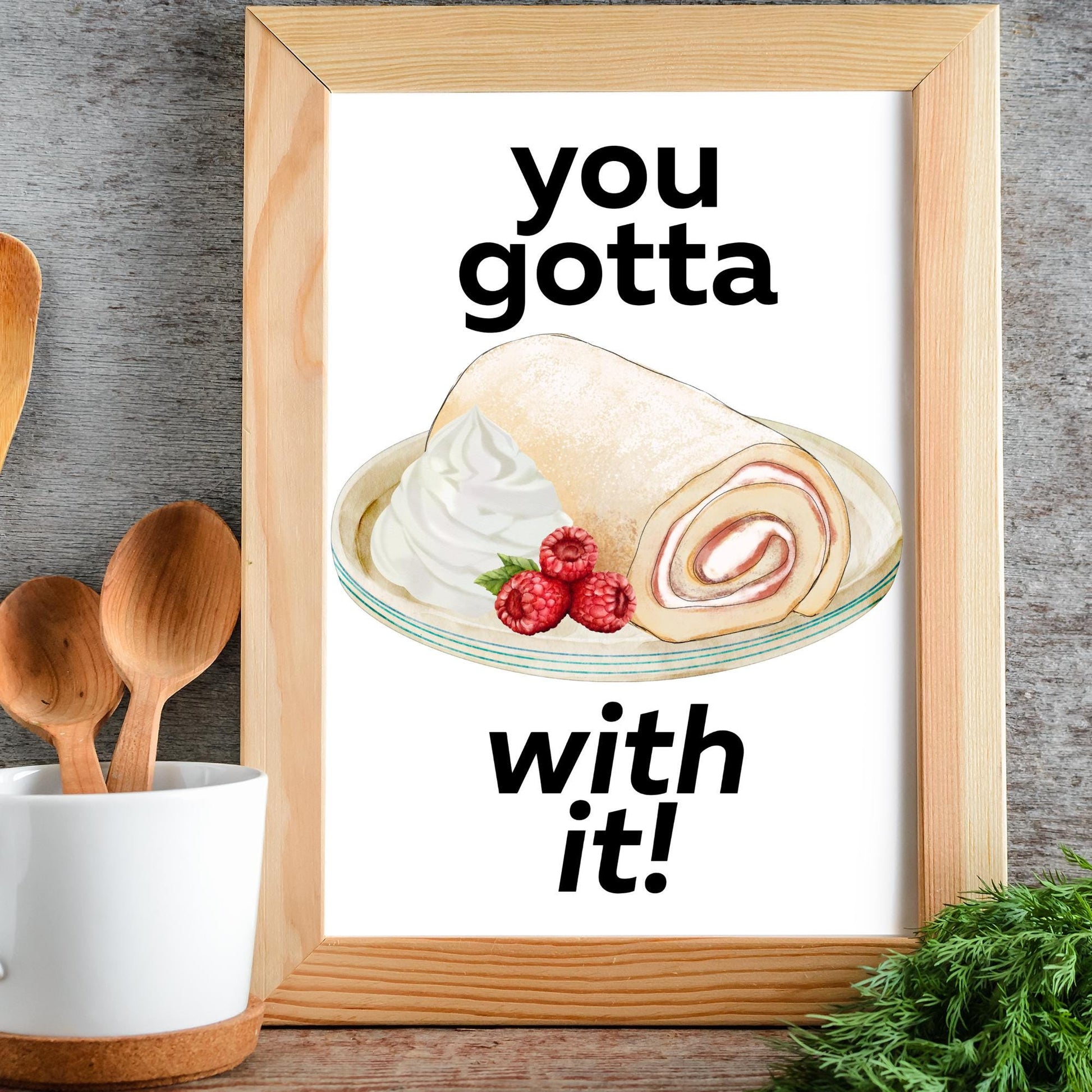Song Lyric Poster, Swiss Roll, Oasis, Print for Kitchen, Kitchen Poster, You Gotta Roll With It