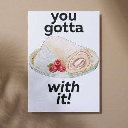Song Lyric Poster, Swiss Roll, Oasis, Print for Kitchen, Kitchen Poster, You Gotta Roll With It