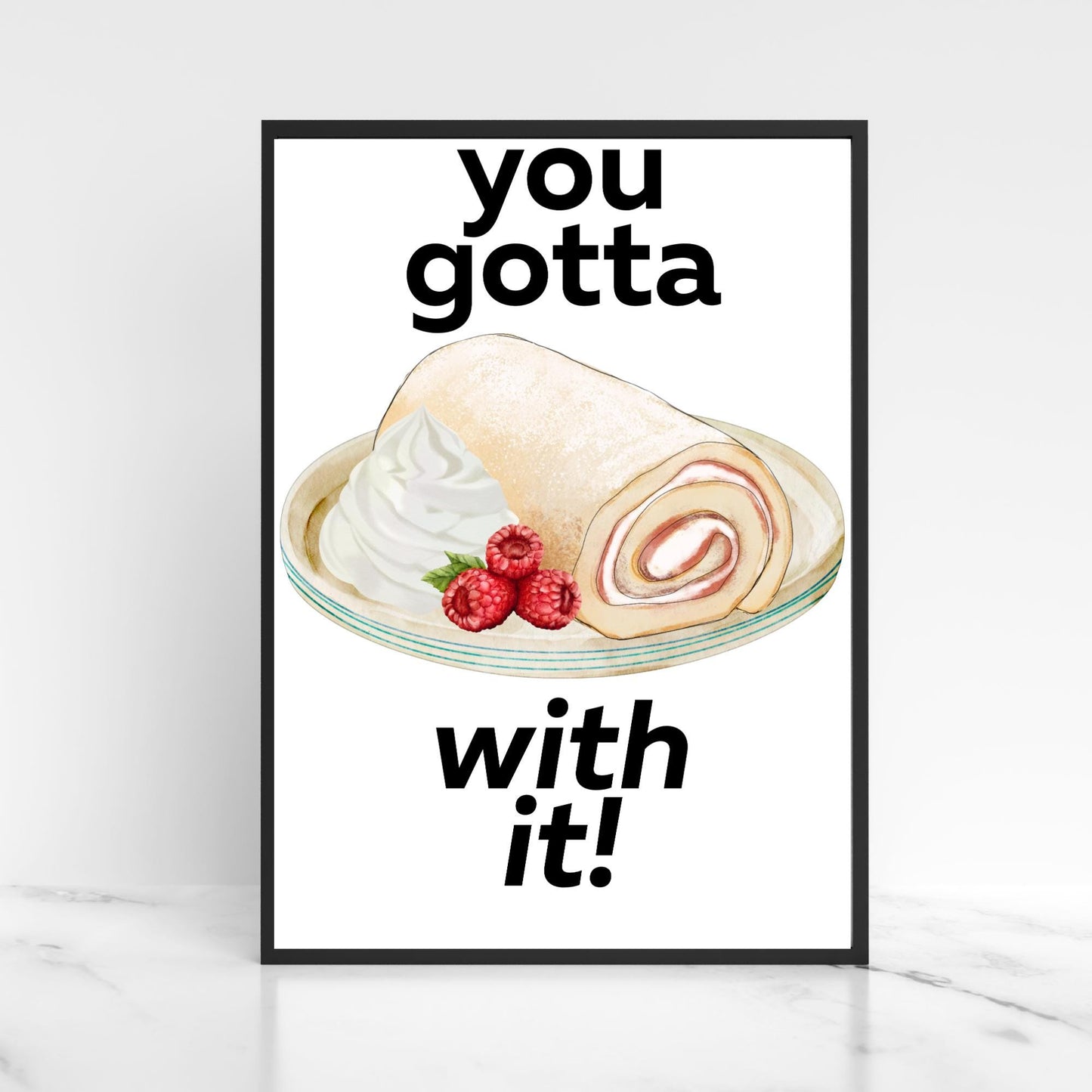 Song Lyric Poster, Swiss Roll, Oasis, Print for Kitchen, Kitchen Poster, You Gotta Roll With It