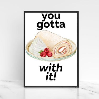 Song Lyric Poster, Swiss Roll, Oasis, Print for Kitchen, Kitchen Poster, You Gotta Roll With It