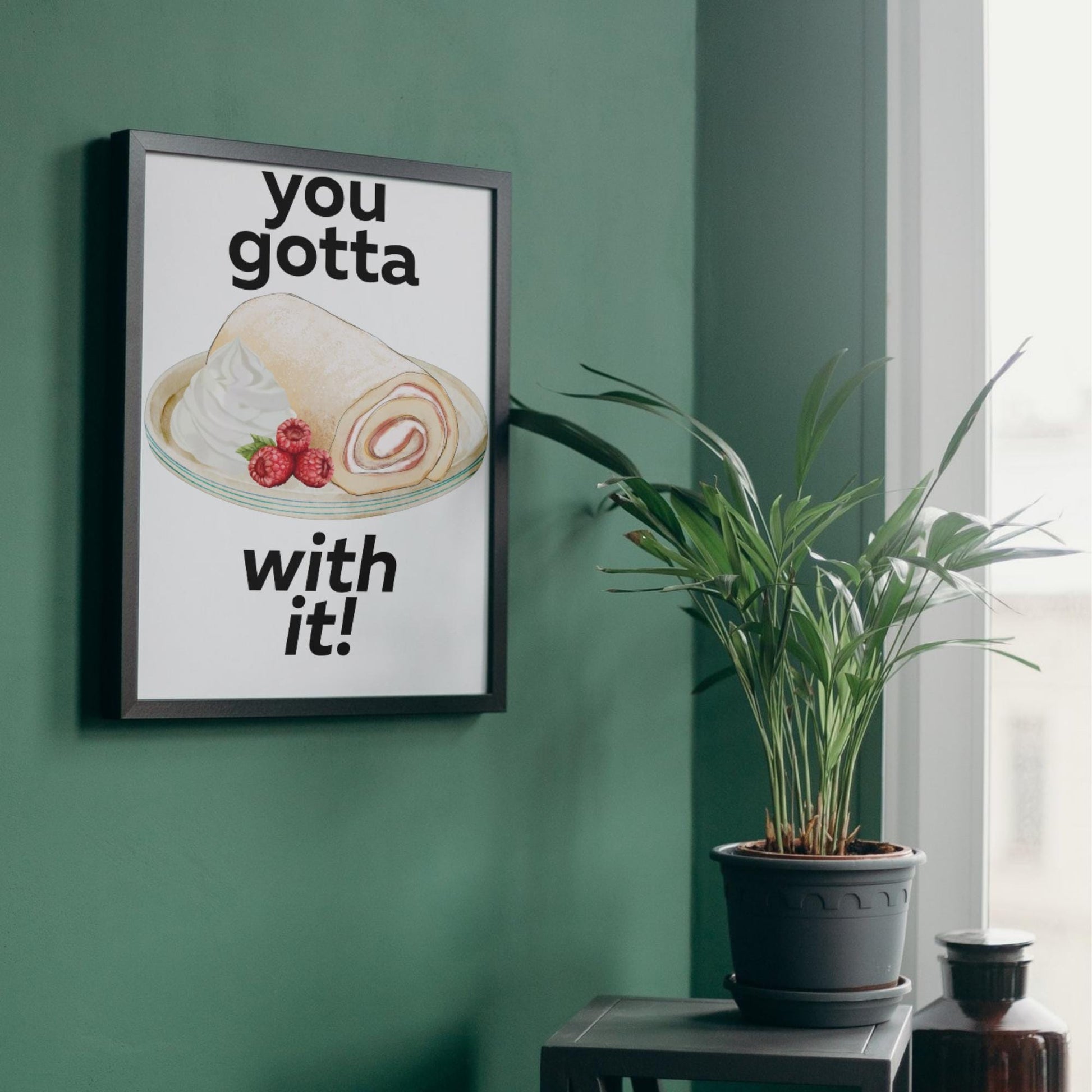 Song Lyric Poster, Swiss Roll, Oasis, Print for Kitchen, Kitchen Poster, You Gotta Roll With It