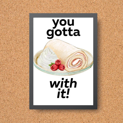 Song Lyric Poster, Swiss Roll, Oasis, Print for Kitchen, Kitchen Poster, You Gotta Roll With It