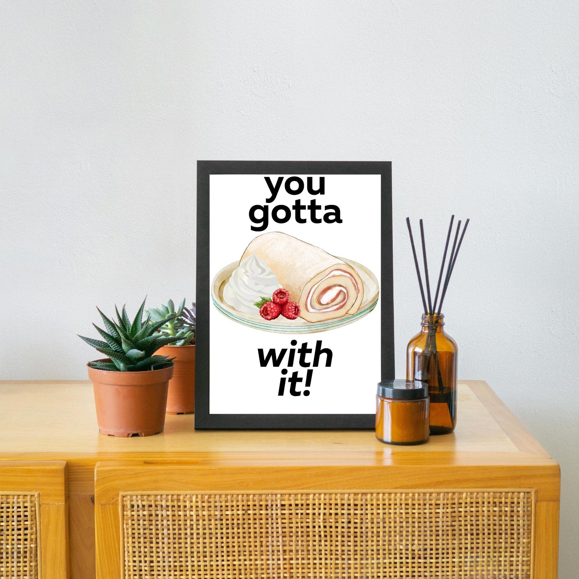 Song Lyric Poster, Swiss Roll, Oasis, Print for Kitchen, Kitchen Poster, You Gotta Roll With It