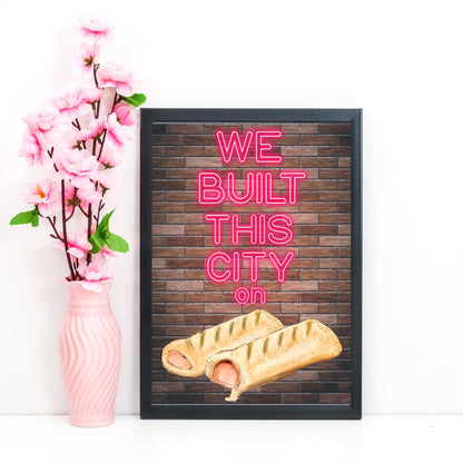 Song Lyric Poster, We Built This City, Poster Print for Kitchen, Quirky Decor Wall Art Starship