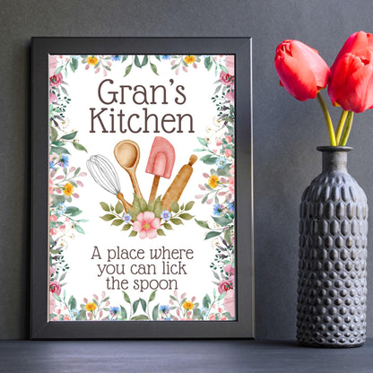 Personalised Kitchen Art, Nanna's Kitchen Poster Print, Mum, Grandma, Nan, Multiple Options, Lovely Gift for Mothers Day