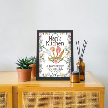 Personalised Kitchen Art, Nanna's Kitchen Poster Print, Mum, Grandma, Nan, Multiple Options, Lovely Gift for Mothers Day